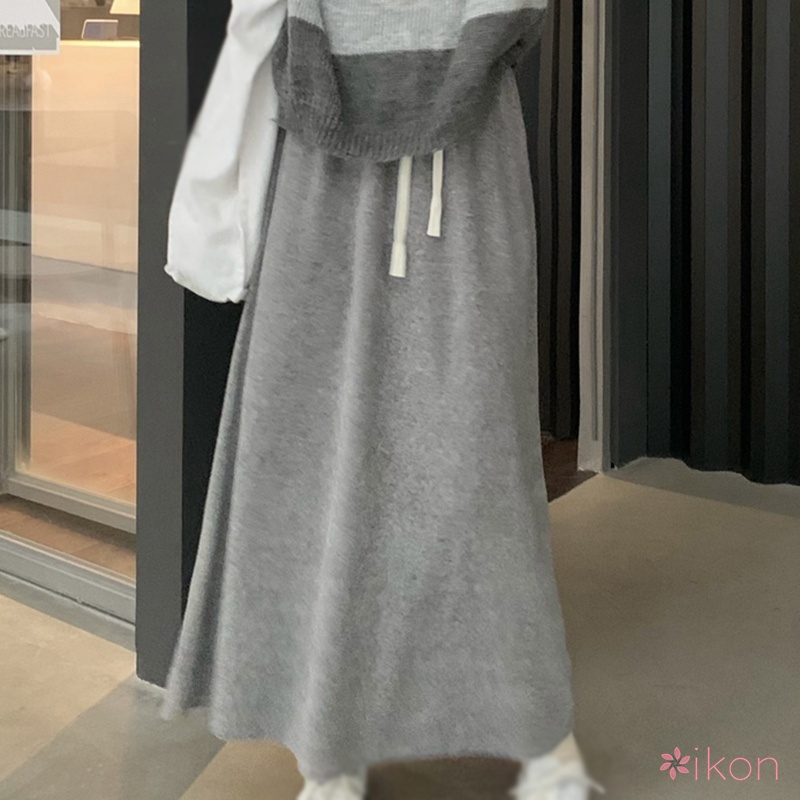 Chân Váy Dài Lưng Cao Co Giãn Màu Sắc Đơn Giản Dành Cho Nữ