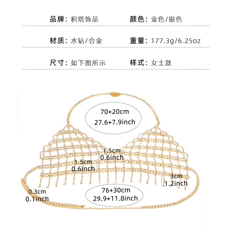 Thời Trang Dây Xích Đeo Cơ Thể Tua Rua Đính Đá Phong Cách Âu Mỹ Quyến Rũ