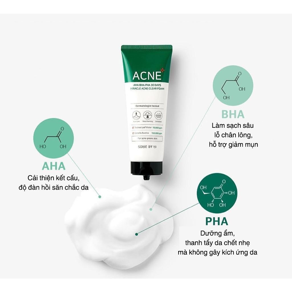 [MINISIZE] Sữa Rửa Mặt Làm Giảm Mụn Some By Mi AHA-BHA-PHA 30 Days Miracle Acne Clear Foam 30ml