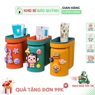 Kệ đựng bàn chải, kem đánh răng kèm - cốc treo úp ngược tặng stickers - giá đựng bàn chải có cốc súc miệng