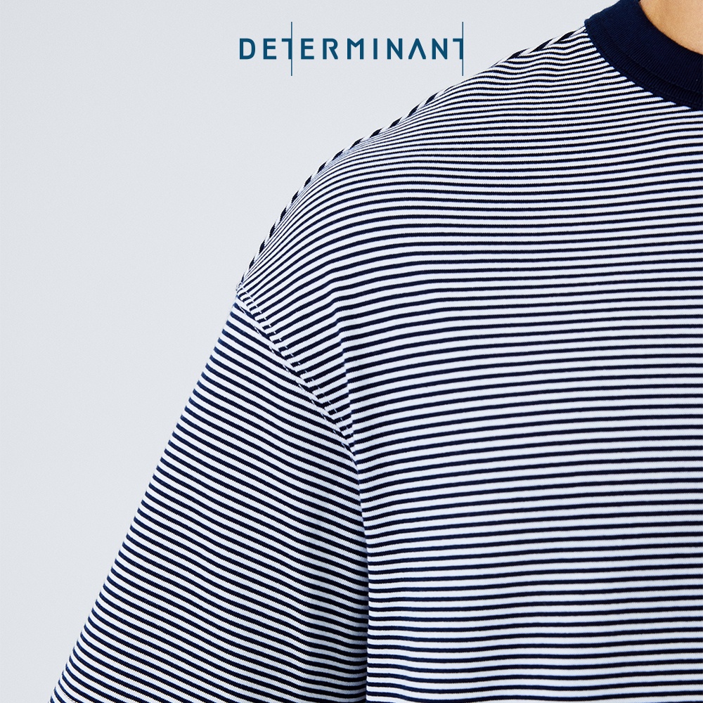 Áo thun nam tay lỡ Waterless Dye màu sọc xanh đậm BLWH01 - T08