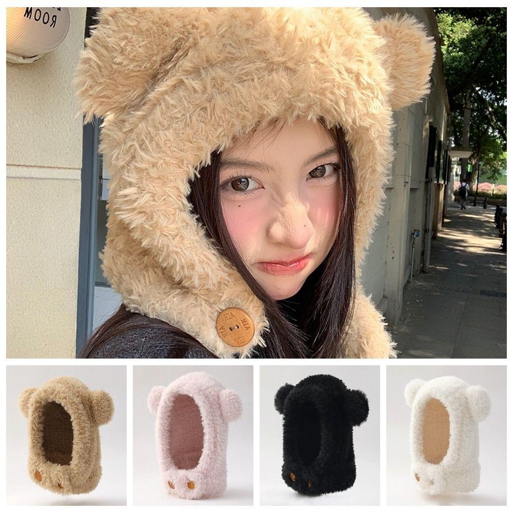 Avalentine Mũ beanie Trùm Đầu Giữ Ấm Tai Gấu Hoạt Hình Dễ Phối Đồ Thời Trang Mùa Đông Dành Cho Nữ / Bé Gái