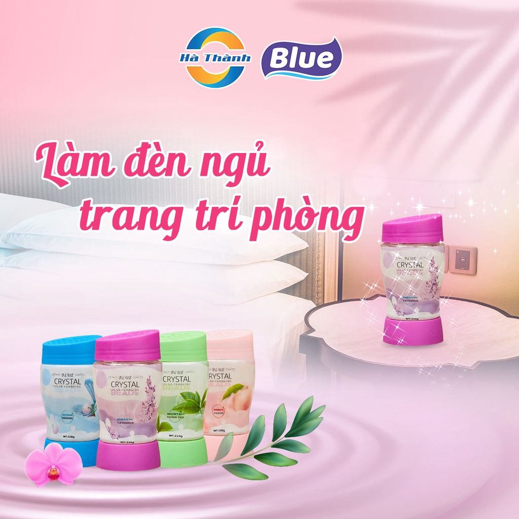 Sáp thơm khử mùi Blue Hàn Quốc 220G - Dạng hạt pha lê, có đèn LED, thơm phòng và ô tô