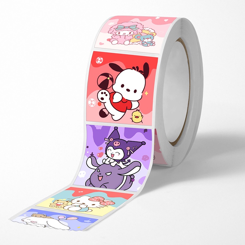 SANRIO Cuộn 500 Miếng Dán 1inch Hoạt Hình Cậu Bé Bút Chì Trang Trí