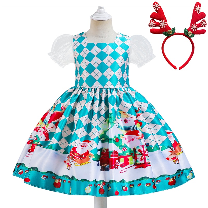 Đầm Công Chúa Hóa Trang Ông Già Noel Hoạt Hình Cho Bé Gái
