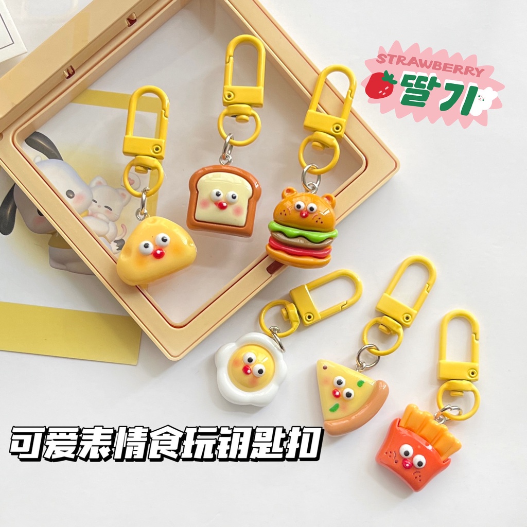 Dễ Thương Móc Khóa Đồ Chơi Hình Bánh Mì Trứng Phô Mai Ngộ Nghĩnh