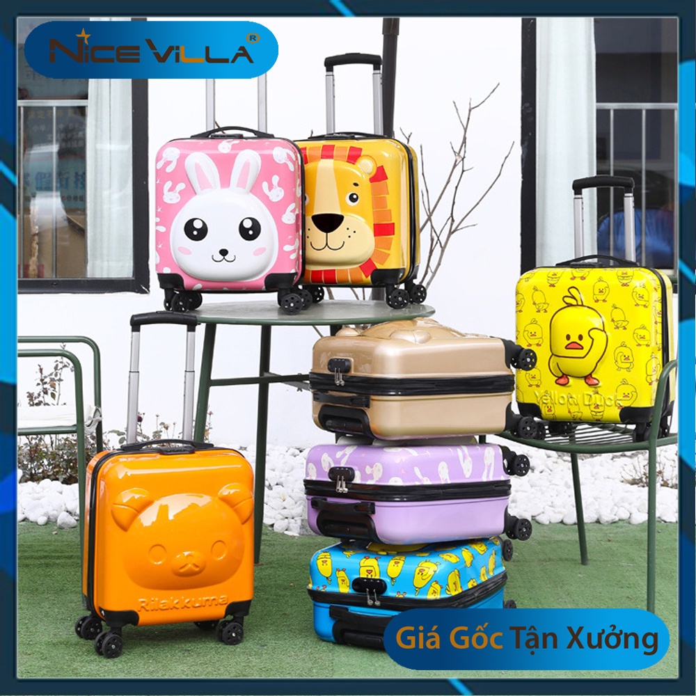 Vali Kéo Trẻ Em. Vali Size 18 inch Cho Bé Trai Và Gái, Dập Nổi 3D Ngộ Nghĩnh, Dễ Thương