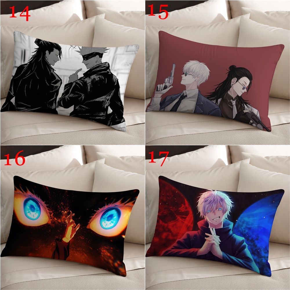Satoru gojo Vỏ Gối polyester Hình Chữ Nhật In Hình anime jujutsu kaisen Một Mặt Trang Trí Nhà Cửa