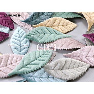 Set 5c Lá nhung ép hoa lá phụ kiện Cici Handmade ruyban gấm hoa lụa ruyban ribbon satin