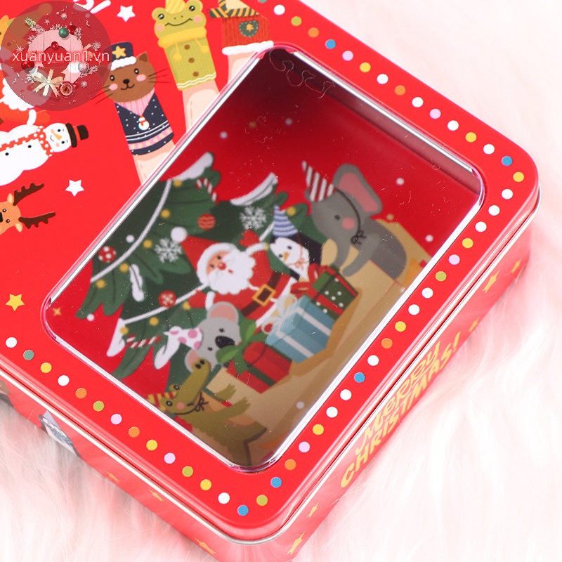 1 Hộp Thiếc mini Đựng Kẹo / Trang Sức / Bánh Quy Phong Cách Giáng Sinh