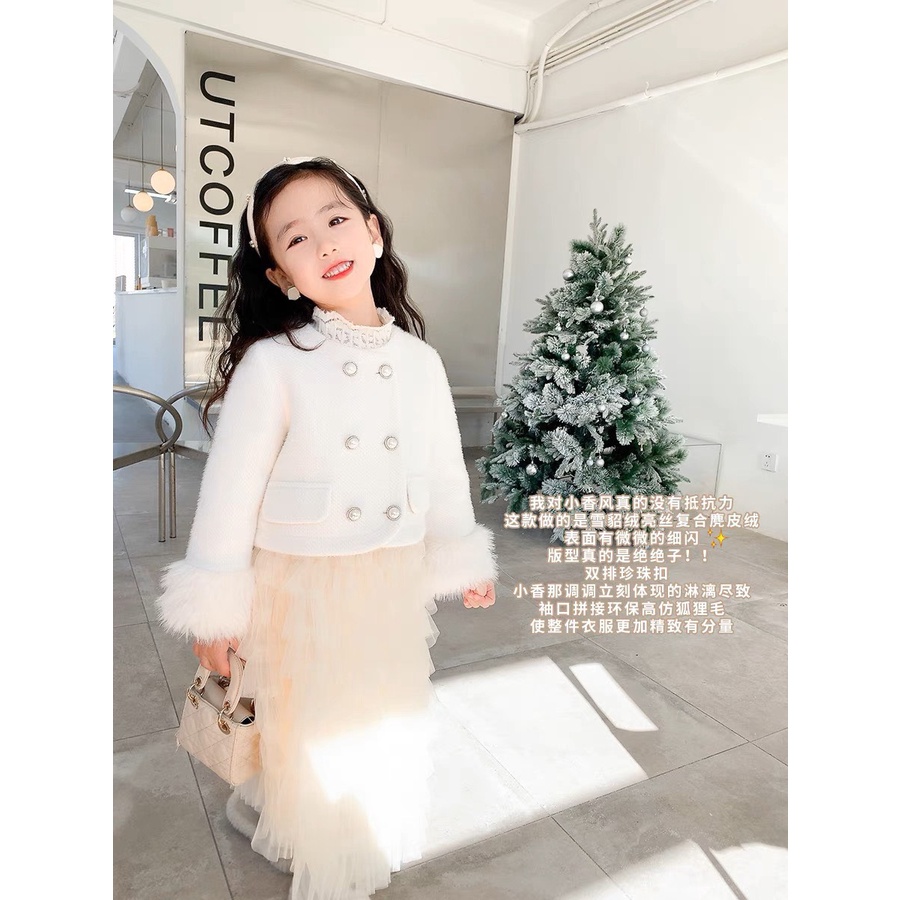 SIZE ĐẠI 10-30KG: Set bé gái áo khoác dạ chân váy tầng xòe - SADCVT