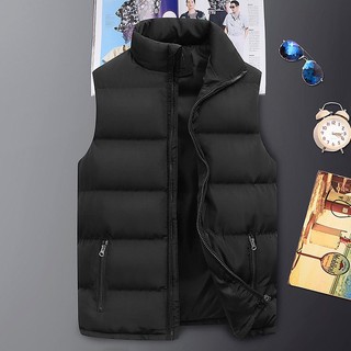 Áo Khoác gile Phao Không Tay Lót cotton Dày Dặn Giữ Ấm plus size Cho Nam