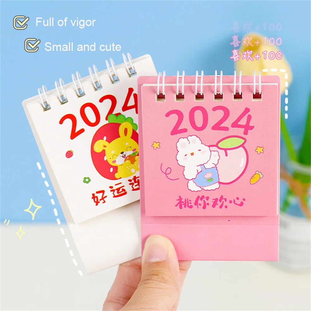 Lịch Để Bàn 2024 mini Hình Thỏ Hoạt Hình Dễ Thương