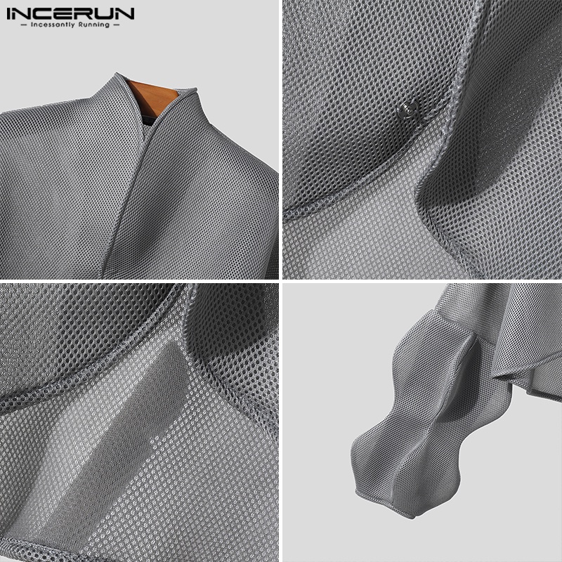 INCERUN Áo Khoác blazer Tay Phồng Phong Cách vintage Thời Trang Cho Nam