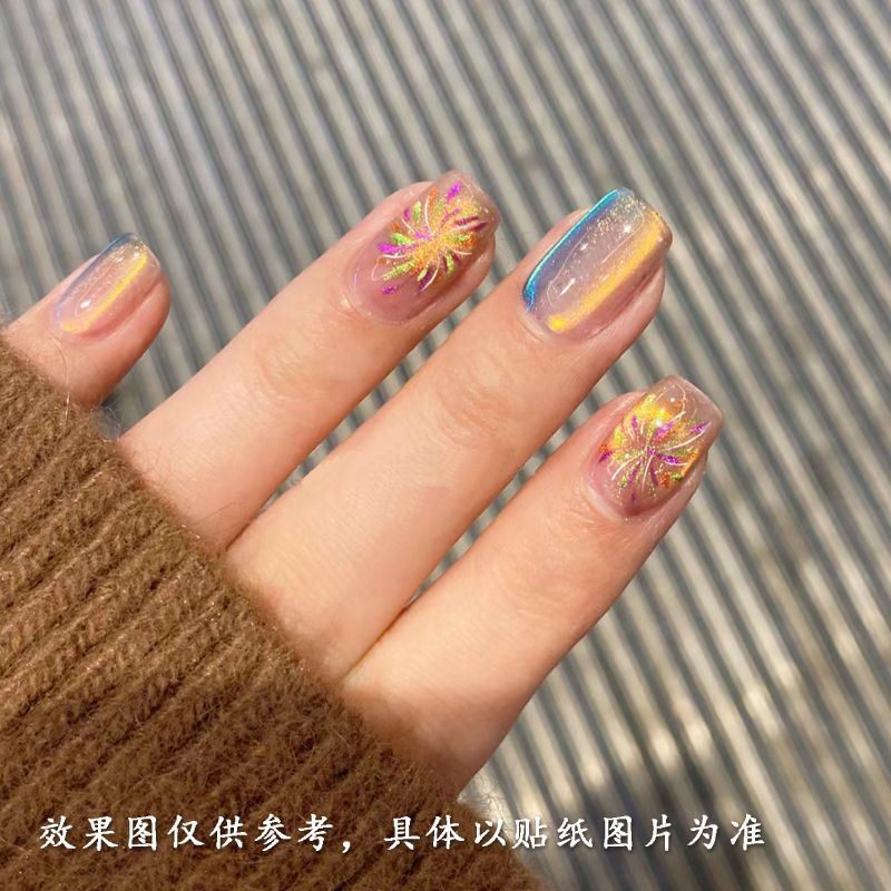 Miếng Dán Trang Trí Móng Tay Họa Tiết Pháo Hoa 3d Lãng Mạn