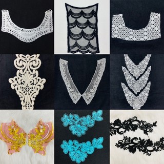 Cổ áo ren, Cổ áo kiểu vintage, cổ áo thêu ren viền , ren bông trang trí, handmade may vá hình may ủi patch sticker thêu