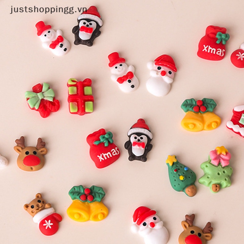Set 20 Phụ Kiện Trang Trí Móng Tay 3d Hình Ông Già Noel Hoạt Hình Xinh Xắn