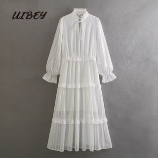 Bán Buôn Đầm Tay Dài Cổ Đứng Xẻ Tà 5013