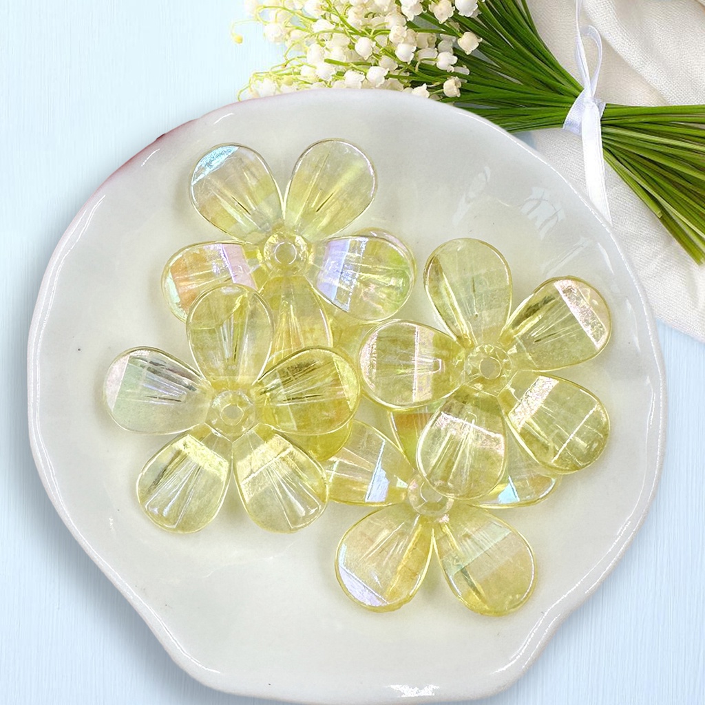 Set 5 Hạt Xỏ Lỗ 29mm Hình Hoa Làm Trang Sức Thủ Công Nec