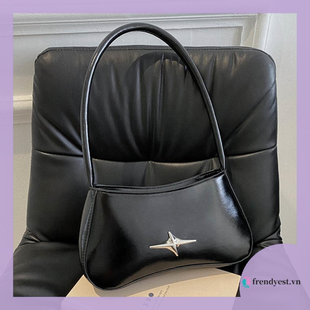 Túi Xách Đeo Vai Màu Trơn Dây Kéo Hình Ngôi Sao Dưới Cánh Tay Thời Trang Thường Ngày Cho Nữ