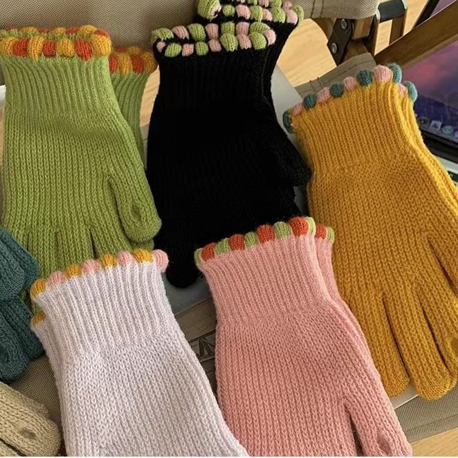 Găng Tay Len Hở Ngón Giữ Ấm Mùa Đông Có Thể Sử Dụng Màn Hình Cảm Ứng