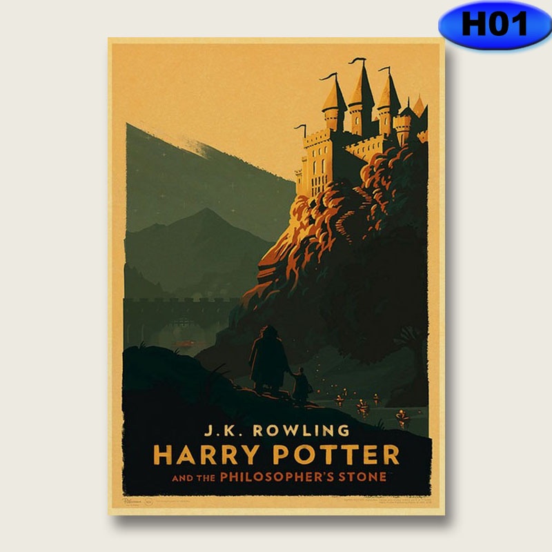 Poster Phim harry potter Màu Đen Treo Tường Trang Trí Phòng Phong Cách retro