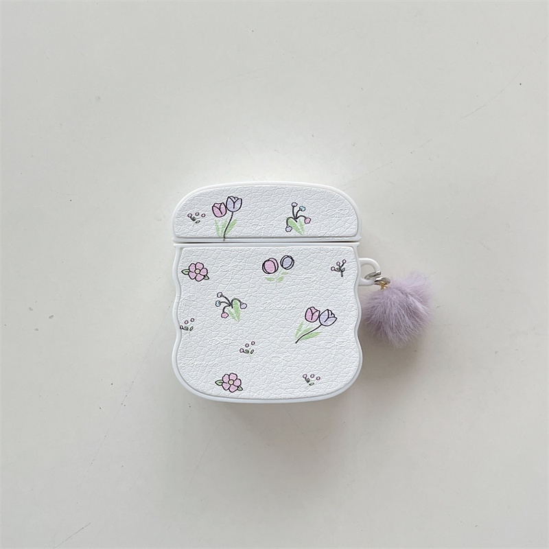 Vỏ Bảo Vệ Hộp Sạc Tai Nghe bluetooth Không Dây airpods1 / 2 3 pro pro2 air pods pro 3 Hình Hoa tulip Tím Ốp