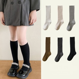 Tất dài đến gối cho bé gân tăm len co giãn tốt size 1-10 tuổi màu trơn tất gối cho bé Baby City