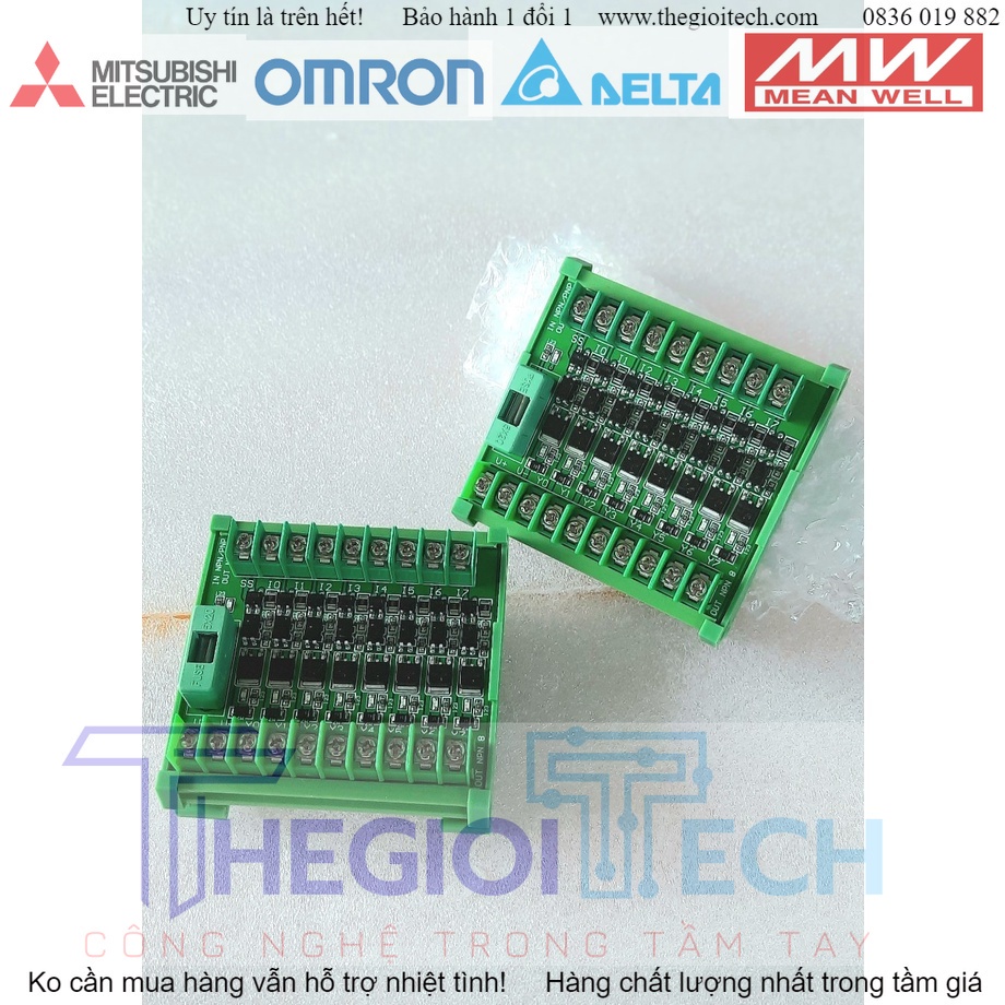 Bo mạch mosfet NPN 8 kênh AND-06A-8TN cho PLC có cài ray / Module điều khiển van điện từ, cảm biến, nam châm điện