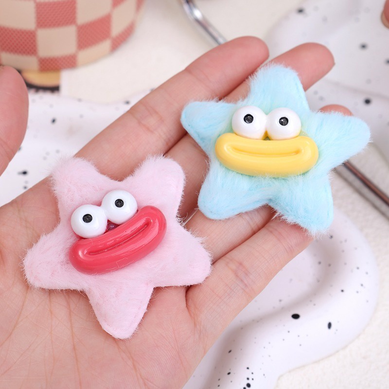Kẹp Tóc Hình Búp Bê Mắt Ngôi Sao Năm Cánh / Kẹp Tóc Lông Xù Ngọt Ngào Thời Trang Mùa Đông / Phụ Kiện Tóc Hình Ngôi Sao Nhiều Màu Sắc
