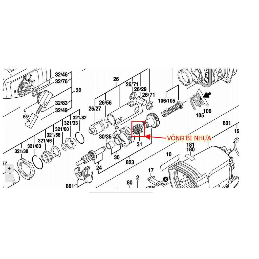 Vòng bi nhựa khoan Bosch GBH 2-26 DRE - Bi đũa nhựa khoan bê tông