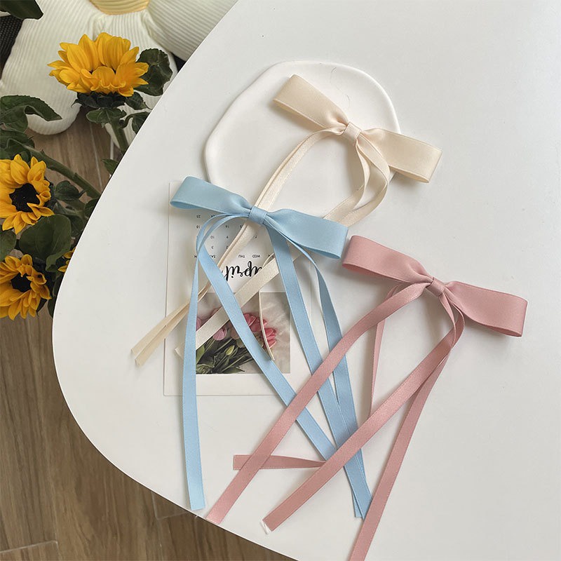 Kẹp Tóc Nơ Ruy Băng Màu Đất Tối Giản Phong Cách Hàn Quốc Dễ Thương Cho Bé Gái