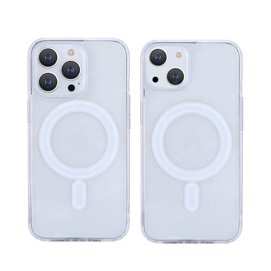 Từ tính không dây sạc rõ ràng cứng sốc trường hợp điện thoại cho iPhone 15 Plus 14 13 12 11 Pro Max