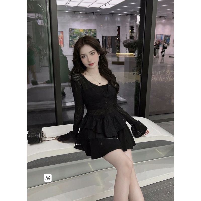 Set áo len chân váy