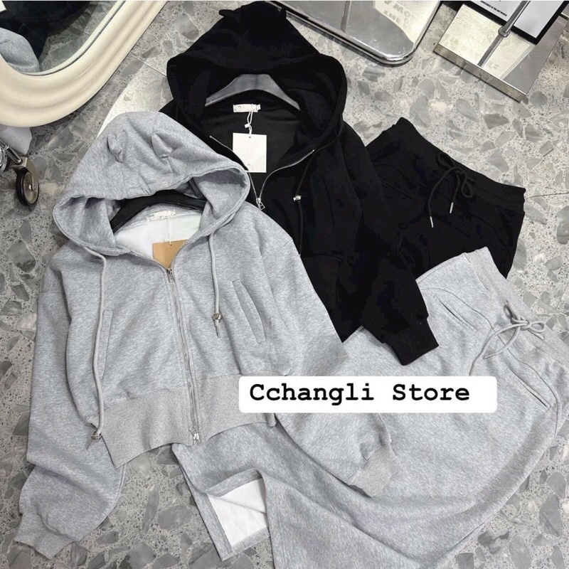 Set áo khoác chán váy nỉ