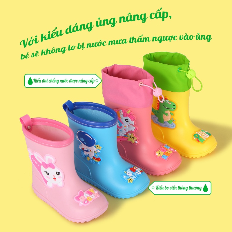 ❤️ Rain Boots - Ủng Dây Rút Đi Mưa, Dã Ngoại Siêu Xinh KLV+PHG+UNI và Đặc Biệt Chống Trơn Trượt Cho Bé Yêu ❤️