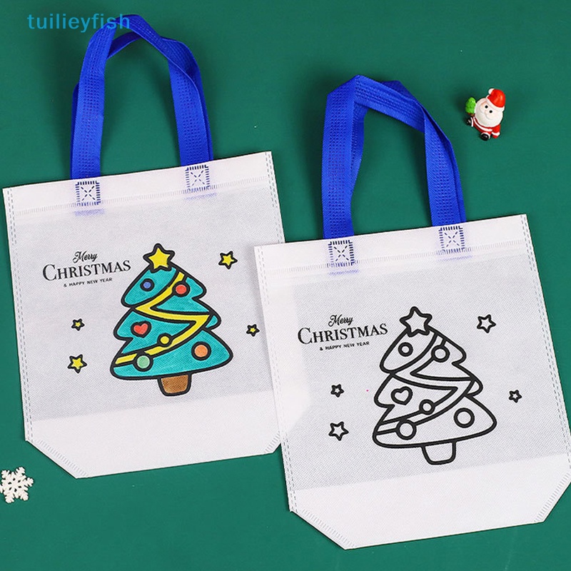 Túi Xách Tay Bằng Vải Không Dệt Vẽ graffiti Giáng Sinh Màu Sắc Nghệ Thuật Cho Trẻ Em