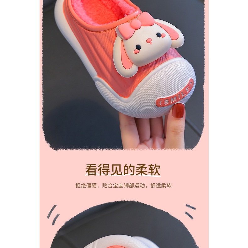 Dép Bông Đi Trong Nhà Chống Nước Giữ Ấm Mùa Đông Dành Cho Trẻ Em