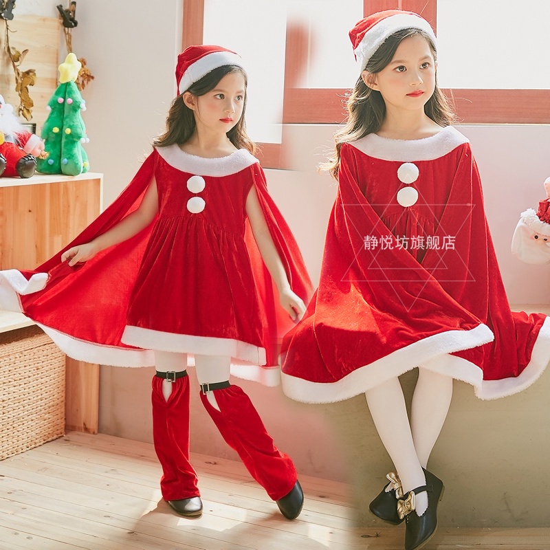 Trang Phục Hóa Trang Ông Già Noel Màu Đỏ / Xanh Lá Kèm Áo Choàng Cho Mẹ Và Bé