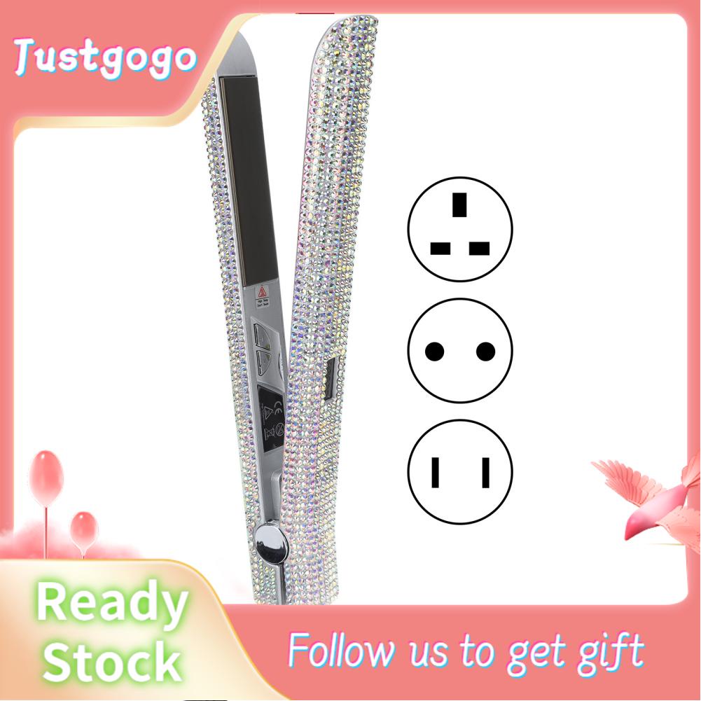 Justgogo Rhinestone Hair Flatter  Durable Temperature Changeable Titan