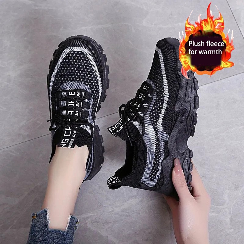Yaoli Giày Thể Thao cotton Dày Dặn Thời Trang Thu Đông Cho Nữ