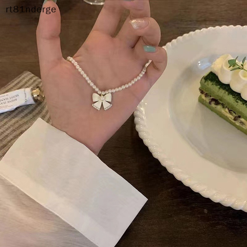 Vòng cổ Mặt Nơ Đính Ngọc Trai Phong Cách boho Thời Trang Cho Nữ