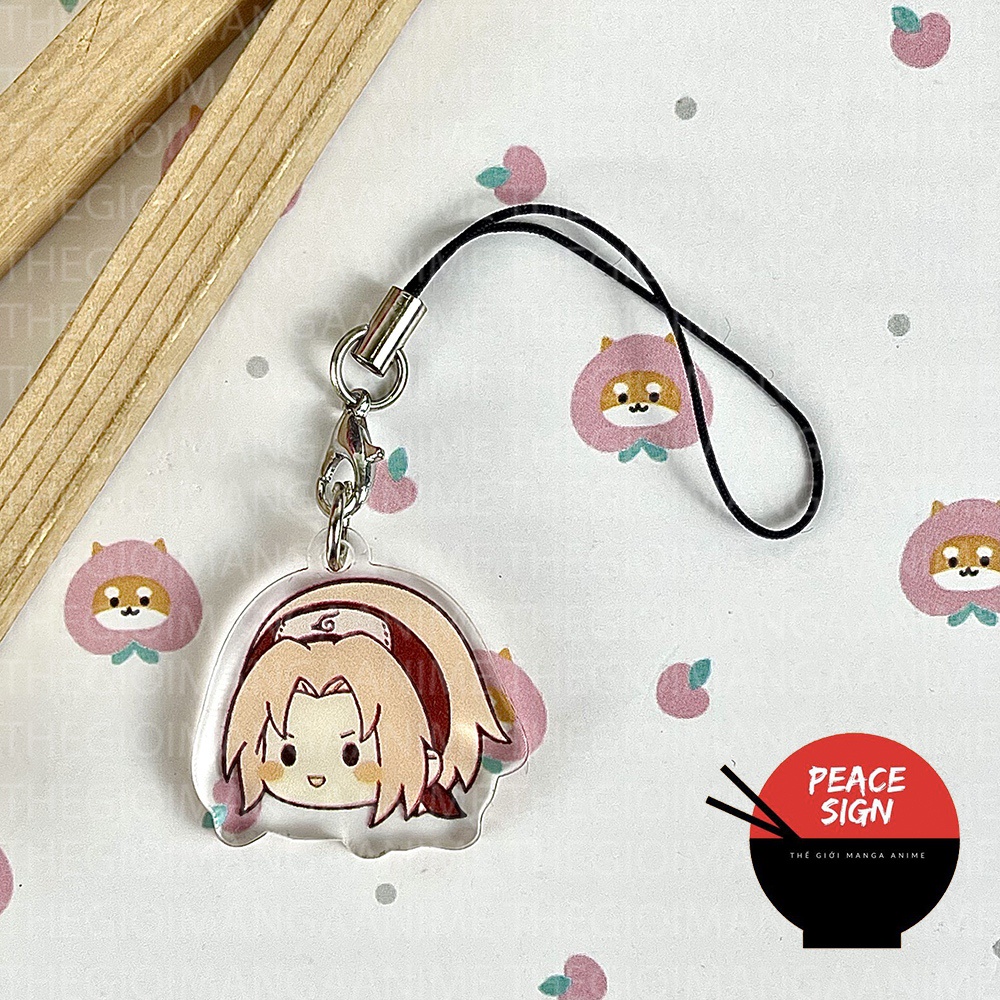 Móc dây treo điện thoại IN HÌNH NARUTO SHIPPUDEN ver FACE CHIBI mica trong acrylic móc khóa trang trí