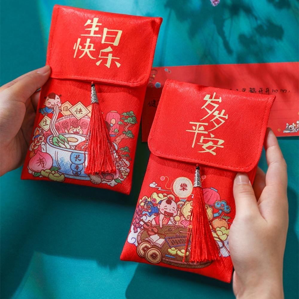 Btlimer Bao Lì Xì Đỏ In Hình Rồng Hoạt Hình Nghệ Thuật Sáng Tạo