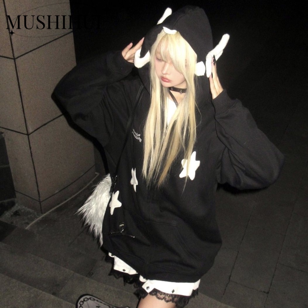 MUSHIHUI Áo Khoác hoodie áo khoác nữ zip hoodie cozy Thông thường Độc đáo Fashion WWY23B0UVO 47Z231124