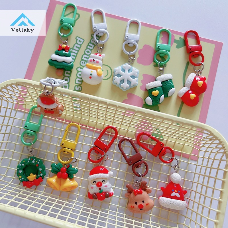 Velishy Móc Khóa Hình Búp Bê Người Tuyết Tuần Lộc Giáng Sinh Dễ Thương