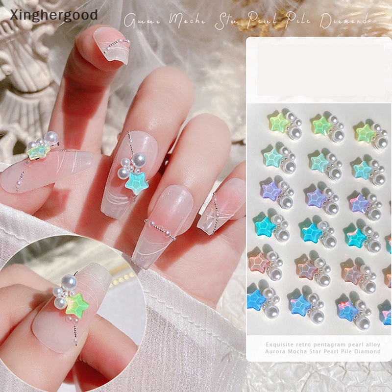 Xinghergood Set 2 Hộp Phụ Kiện Trang Trí Móng Nghệ Thuật 3d Hình Ngôi Sao Nhiều Màu Sắc xinghergood diy xhg