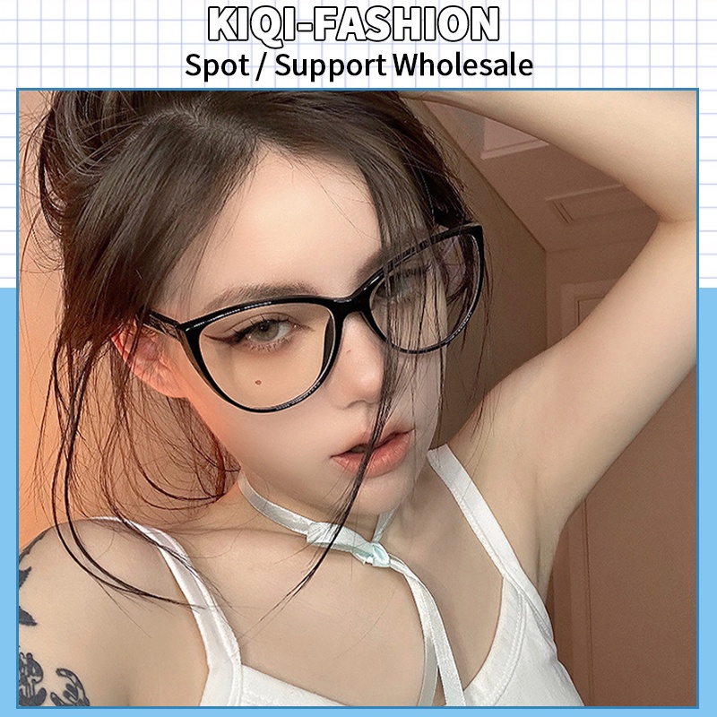 (KIQI-FASHION) COD Kính Mắt Mèo Gọng Lớn Chống Ánh Sáng Xanh Chống Bức Xạ Phong Cách Âu Mỹ Cổ Điển Mới Cho Nữ