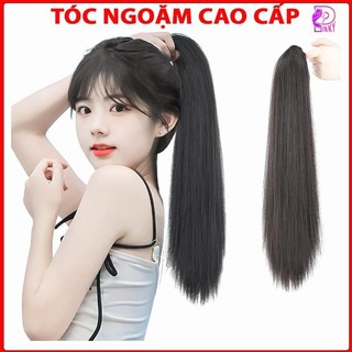 Tóc giả ngoặm thẳng, Tóc giả đuôi ngựa thẳng dài 50cm phong cách hàn quốc cực xᶖnh