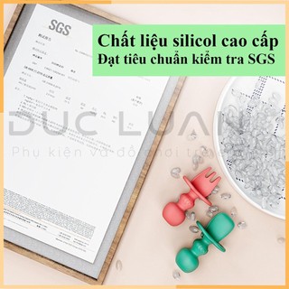 Set thìa và dĩa cán ngắn cho bé tập ăn dặm Thìa và nĩa tập xúc, tập ăn chống hóc cho trẻ từ 6 tháng